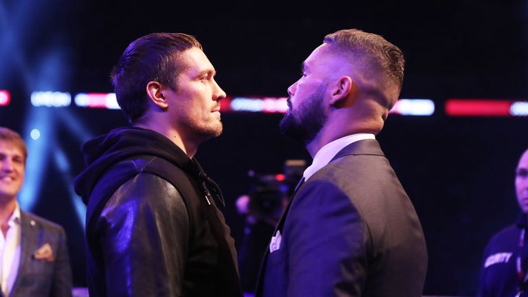 Usyk and Bellew met in the ring at Wembley Stadium