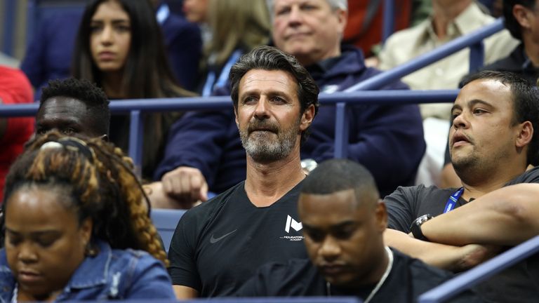 Coach of Serena, Patrick Mouratoglou looks on during the Women's Singles finals match between Serena Williams of the United States and Naomi Osaka of Japan on Day Thirteen of the 2018 US Open at the USTA Billie Jean King National Tennis Center on September 8, 2018 in the Flushing neighborhood of the Queens borough of New York City
