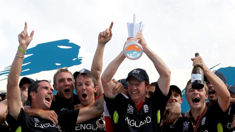 Paul Collingwood celebrates winning the ICC World Twenty20 final against Australia in 2010