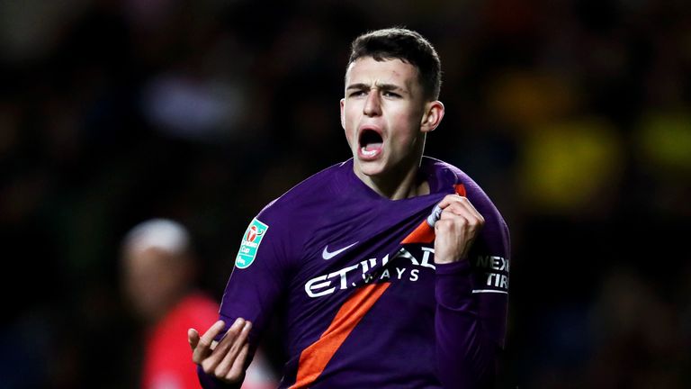 Phil Foden scored his first senior goal for Manchester City 