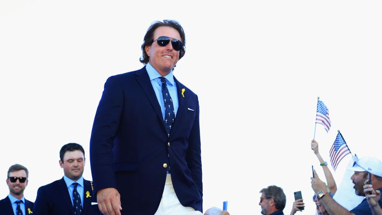 Phil Mickelson of the United States attends the opening ceremony for the 2018 Ryder Cup at Le Golf National on September 27, 2018 in Paris, France.  