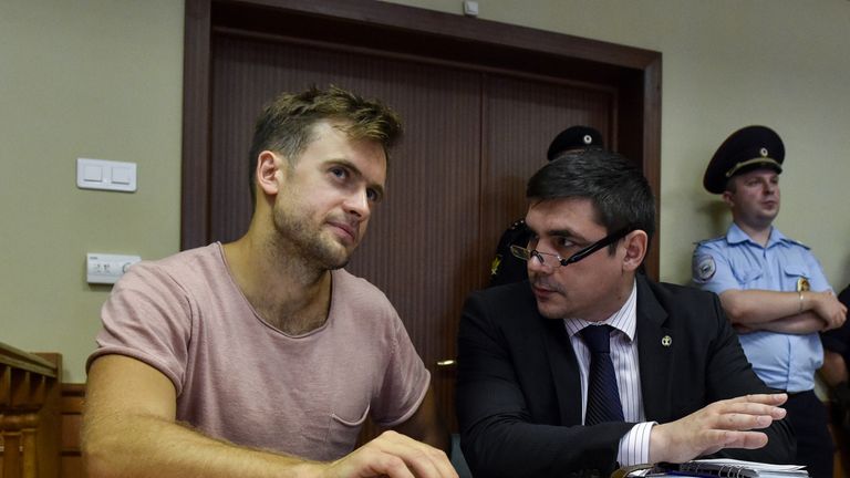 Russian Pussy Riot punk group member Pyotr Verzilov invaded the pitch during the World Cup final
