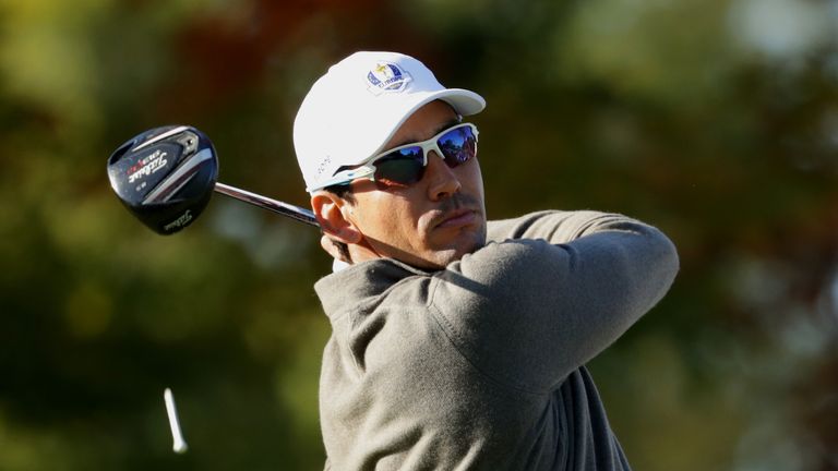 Rafa Cabrera Bello during morning foursome matches of the 2016 Ryder Cup at Hazeltine National Golf Club on October 1, 2016 in Chaska, Minnesota.