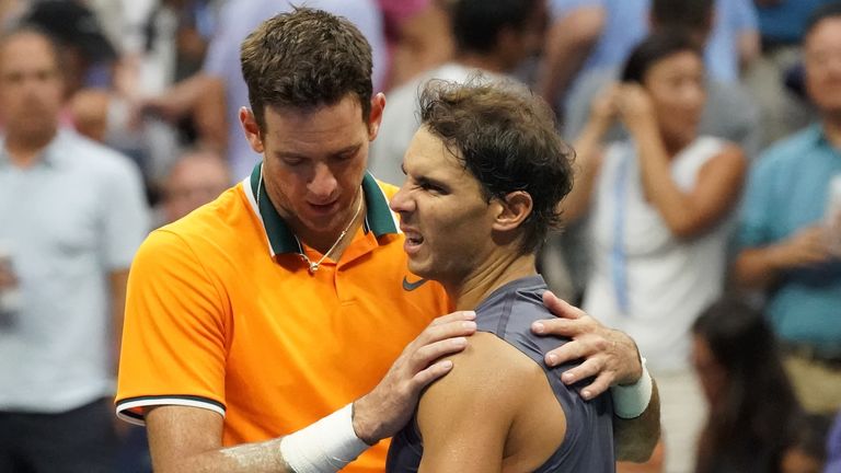 Rafael Nadal of Spain retires with a injury against Juan Martin del Potro of Argentina during their Men's Singles Semi-Finals match at the 2018 US Open at the USTA Billie Jean King National Tennis Center in New York on September 7, 2018. 