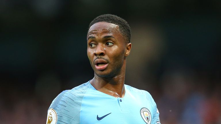 Raheem Sterling of Manchester City of Newcastle United during the Premier League match between Manchester City and Newcastle United at Etihad Stadium on September 1, 2018 in Manchester, United Kingdom.