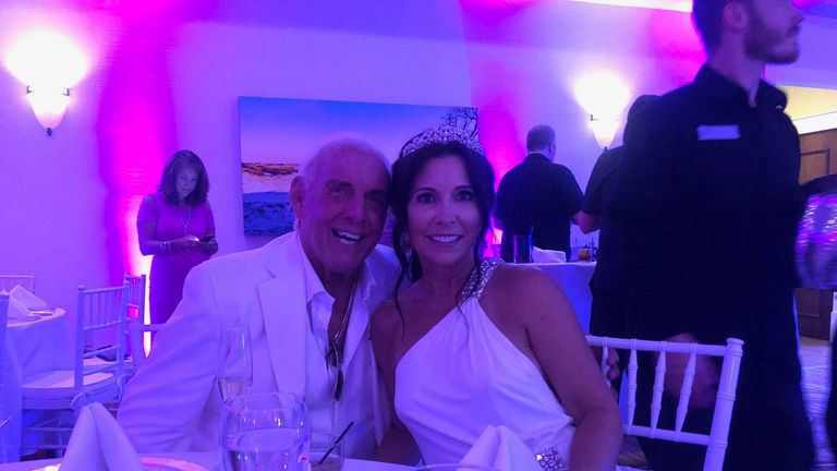 Ric Flair celebrated his fifth marriage this, tying the knot with long-term partner Wendy Barlow (picture: @RicFlairNatrBoy)