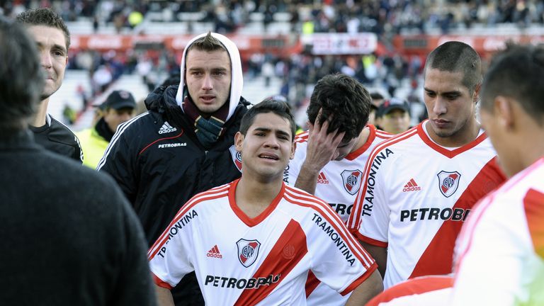 River Plate players in tears following their relegation