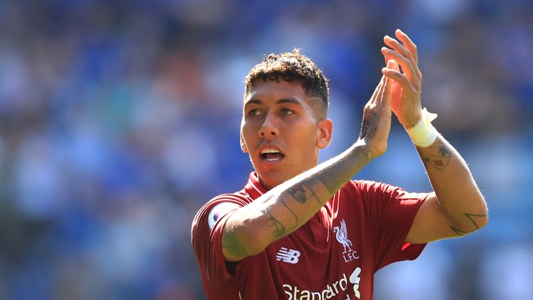 Roberto Firmino during the Premier League match between Leicester City and Liverpool FC at The King Power Stadium on September 1, 2018 in Leicester, United Kingdom.