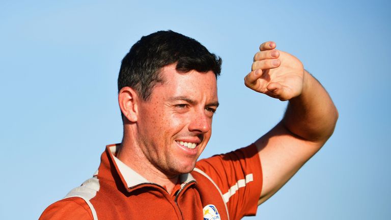 Rory McIlroy during the afternoon foursome matches of the 2018 Ryder Cup at Le Golf National on September 29, 2018 in Paris, France.