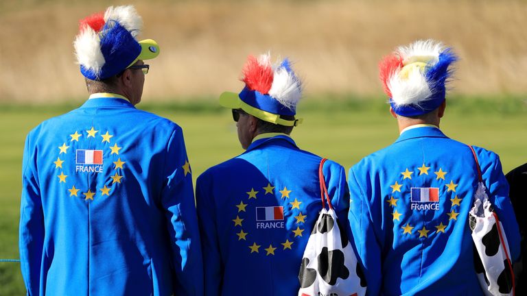 European fans ahead of the 2018 Ryder Cup at Le Golf National on September 25, 2018 in Paris, France.