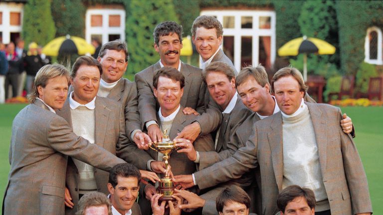 The United States celebrate their Ryder Cup victory at The Belfry in 1993 