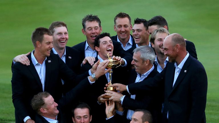 during the Singles Matches of the 2014 Ryder Cup on the PGA Centenary course at the Gleneagles Hotel on September 28, 2014 in Auchterarder, Scotland.