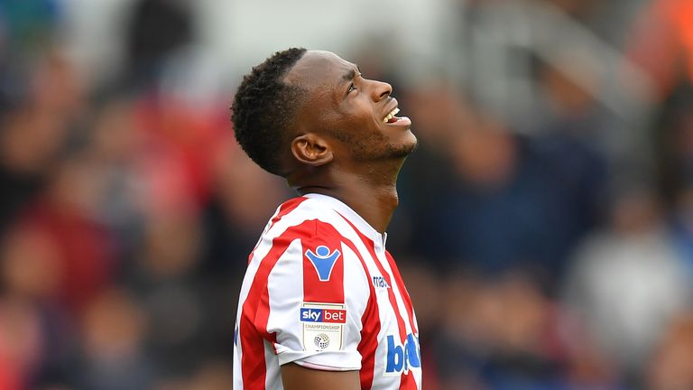 Stoke City's Saido Berahino reacts                           