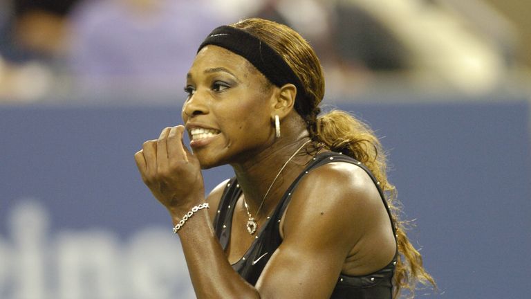 Serena Williams loses to Jennifer Capriati in the quarter finals of the women's singles September 7, 2004 at the 2004 US Open in New York.