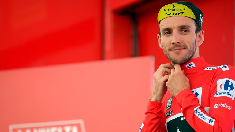 Simon Yates pulled on the leader's red jersey on stage nine of the 2018 Vuelta a Espana