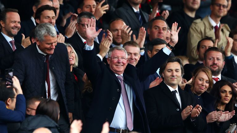 Sir Alex Ferguson in the stands at Old Trafford