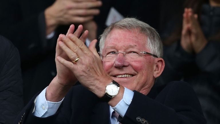 Sir Alex Ferguson in the stands at Old Trafford