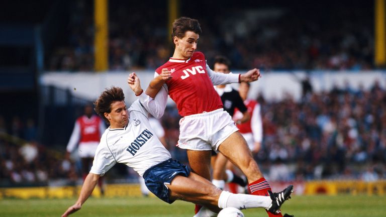 The former striker in action for Arsenal against Tottenham in October 1987