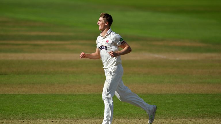 Somerset's Tom Abell finished with figures of 3-0 after taking a hat-trick against Nottinghamshire