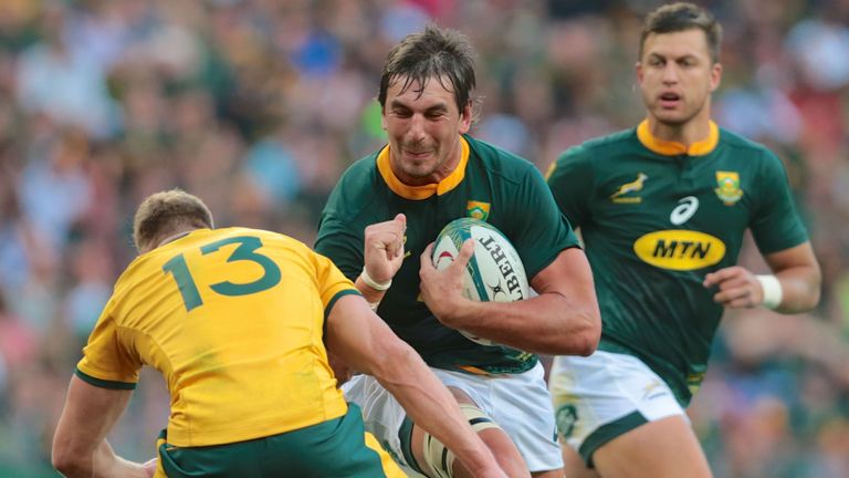 South Africa beat Australia in round 5 of the Rugby Championship. Eben Etzebeth on the ball.