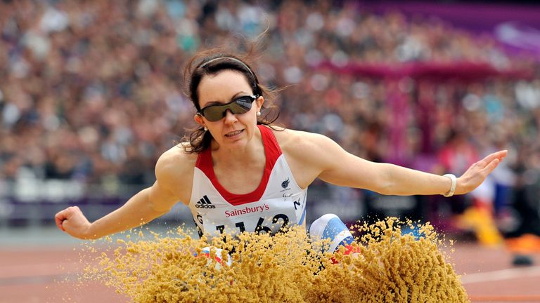 Britain's Stef Reid competes in the Women's Long Jump F42/44 Final athletics event during the London 2012 Paralympic Games at the Olympic Stadium in east London, on September 2, 2012