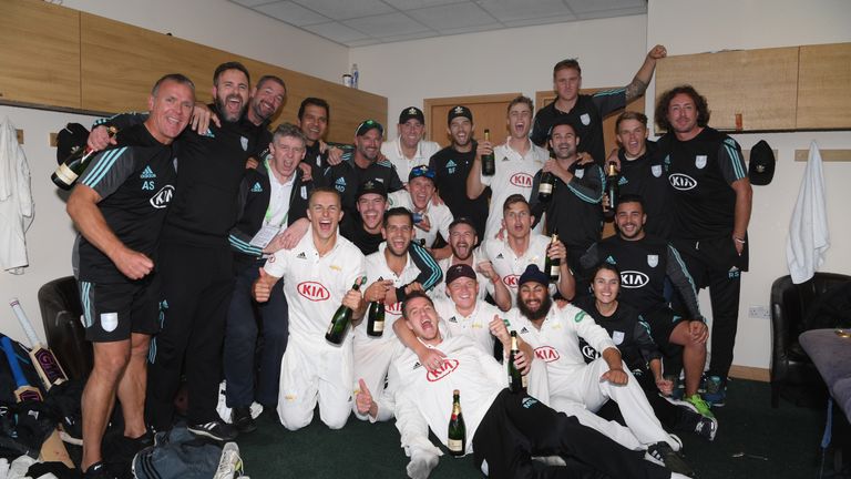 Surrey celebrate their first County Championship title in 16 years