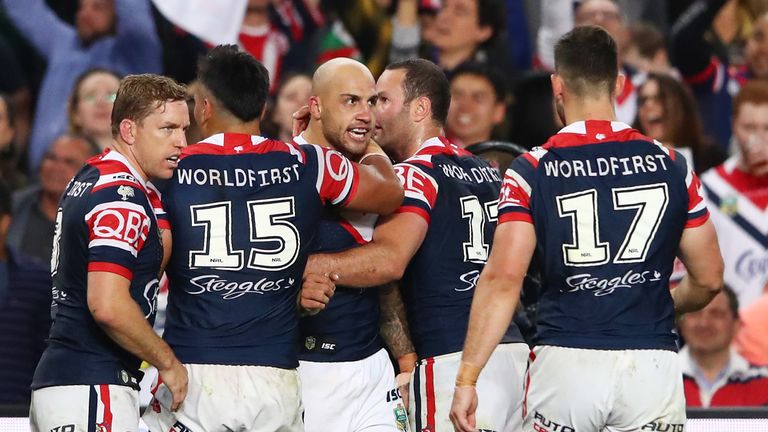 during the NRL Preliminary Final match between the Sydney Roosters and the South Sydney Rabbitohs at Allianz Stadium on September 22, 2018 in Sydney, Australia.