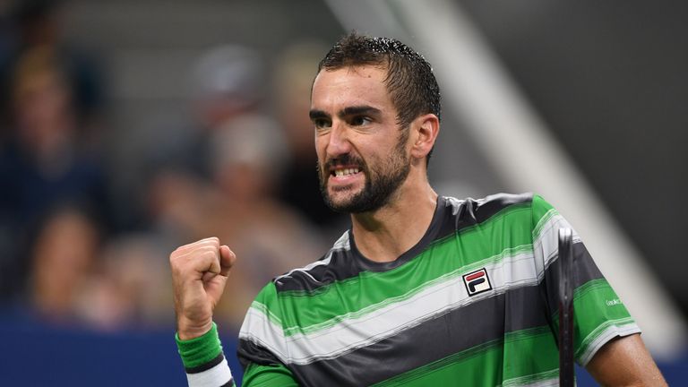 Marin Cilic celebrates his win over Alex de Minaur at the US Open