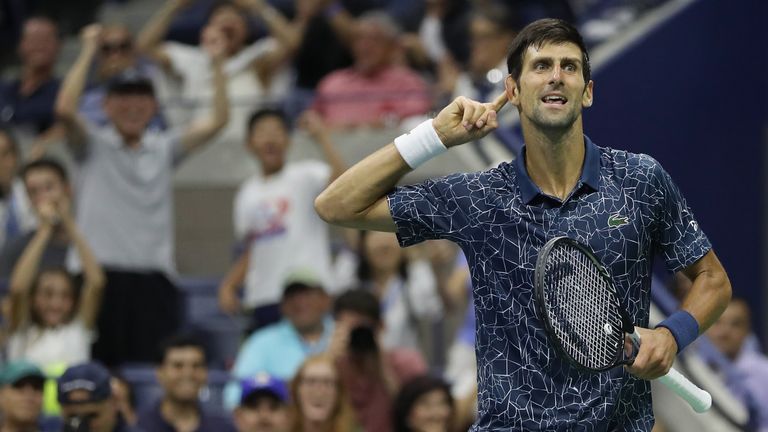 Novak Djokovic in action at the US Open