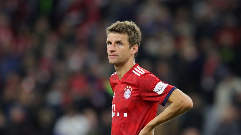 Thomas Muller is frustrated as Bayern are held late-on