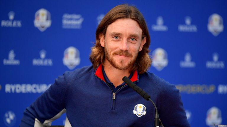 Tommy Fleetwood at his press conference ahead of the 2018 Ryder Cup at Le Golf National on September 25, 2018 in Paris, France.