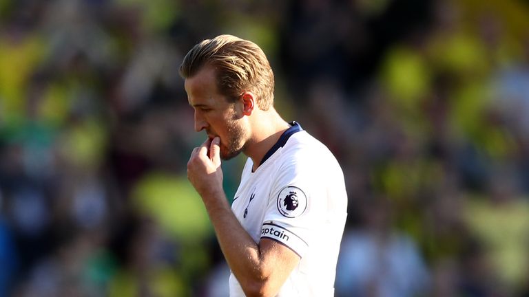 Harry Kane during the Premier League match between Watford FC and Tottenham Hotspur at Vicarage Road on September 2, 2018 in Watford, United Kingdom.