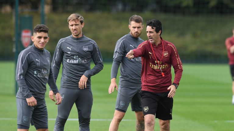 ST ALBANS, ENGLAND - SEPTEMBER 14: of Arsenal during a training session at London Colney on September 14, 2018 in St Albans, England. (Photo by Stuart MacFarlane/Arsenal FC via Getty Images)