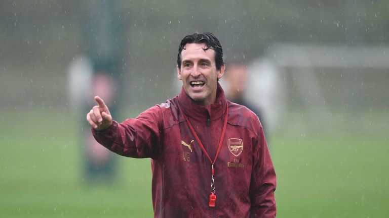 ST ALBANS, ENGLAND - SEPTEMBER 22: of Arsenal during a training session at London Colney on September 22, 2018 in St Albans, United Kingdom. (Photo by Stuart MacFarlane/Arsenal FC via Getty Images)