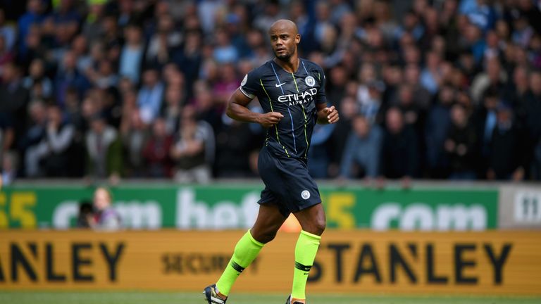 Vincent Kompany during the Premier League match between Wolverhampton Wanderers and Manchester City at Molineux on August 25, 2018 in Wolverhampton, United Kingdom.
