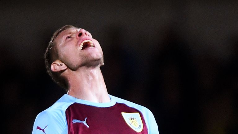 Matej Vydra shows his frustration as Burnley are dumped out of the Carabao Cup