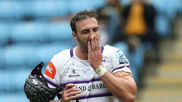 Leicester's Will Spencer reacts after being sent off against Wasps at the Ricoh Arena on September 16, 2018 in Coventry, United Kingdom.