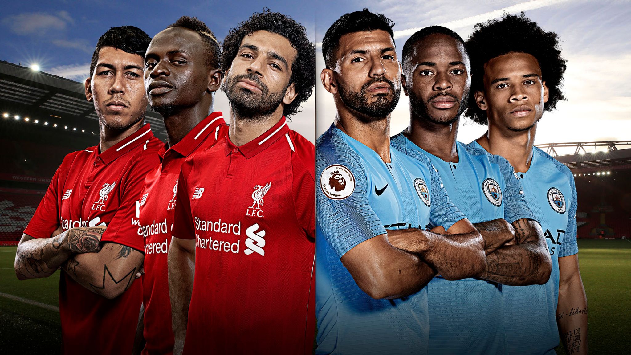 Liverpool v Manchester City How the front threes operate differently Football News Sky Sports