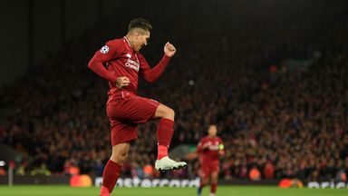 Roberto Firmino celebrates his goal against Red Star Belgrade 
