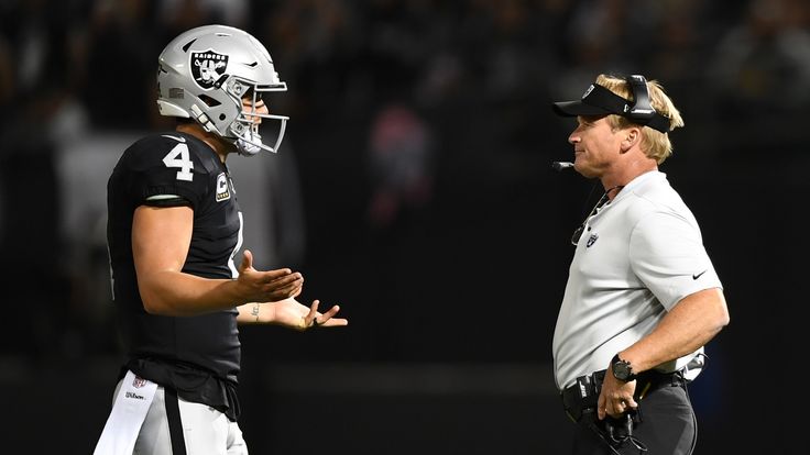 during their NFL game at Oakland-Alameda County Coliseum on September 10, 2018 in Oakland, California.