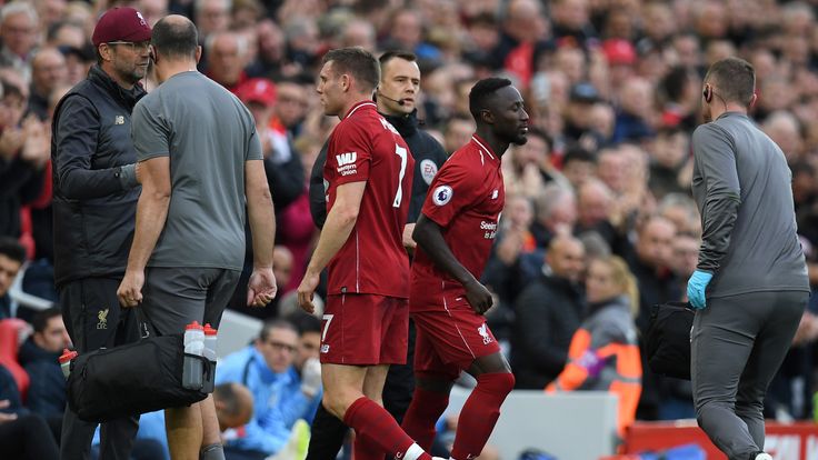 James Milner is replaced by Naby Keita after picking up and injury