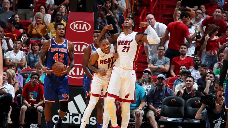 Hassan Whiteside was in dominant form as the Miami Heat hammered the New York Knicks