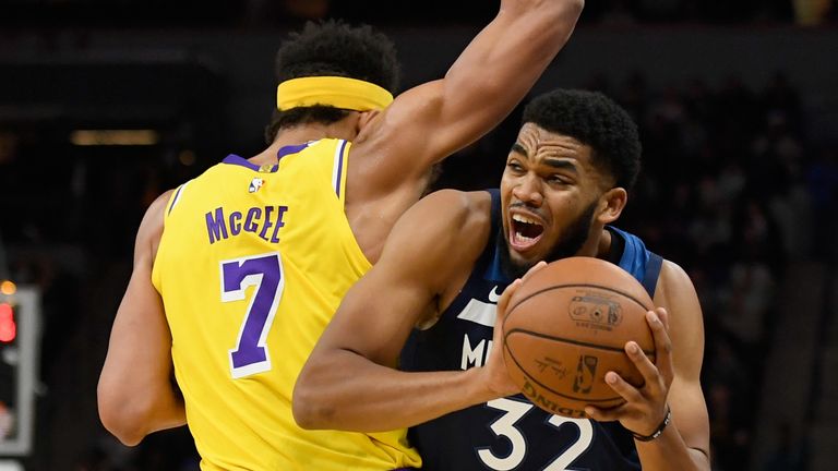 Karl-Anthony Towns outmuscles Javale McGee