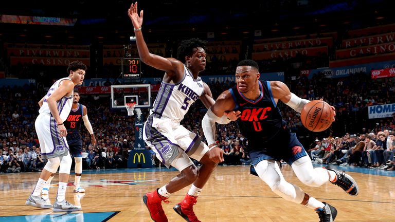 Kings top Thunder in Westbrook's season debut