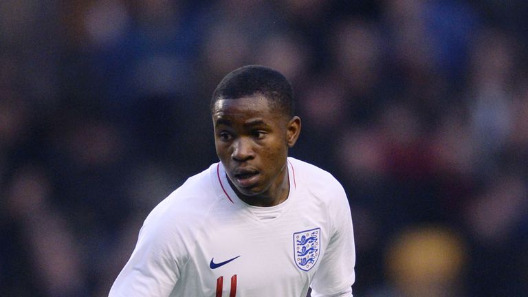 Ademola Lookman of England U21 in action