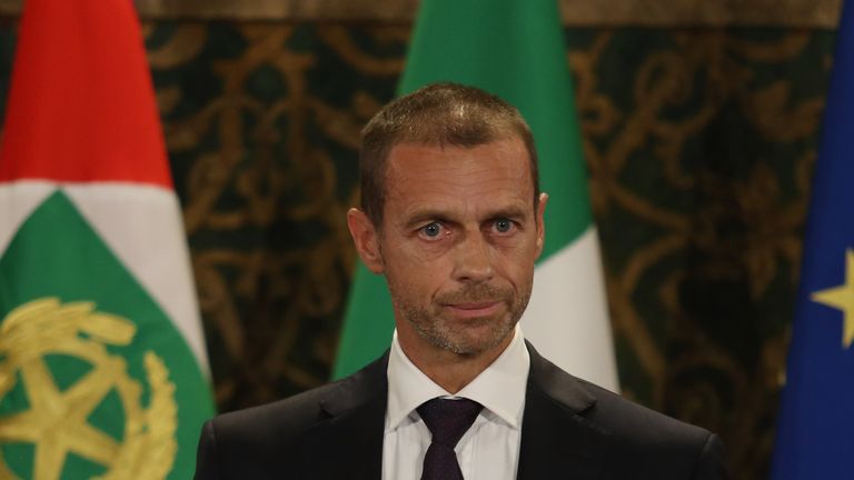 ROME, ITALY - OCTOBER 15:  UEfA President Aleksander Ceferin attends the meeting with Italy team at Quirinale Palace on October 15, 2018 in Rome, Italy.  (Photo by Paolo Bruno/Getty Images)