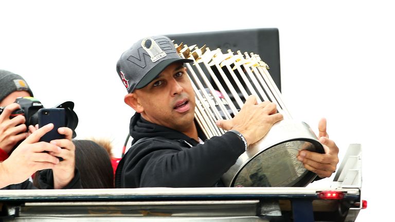 Boston Red Sox boss Alex Cora hit by beer can in World Series