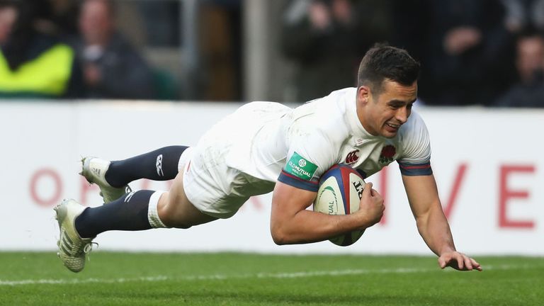 Alex Lozowski of England touches down for the second try during the Old Mutual Wealth Series match between England and Samoa at Twickenham Stadium on November 25, 2017 in London, England.