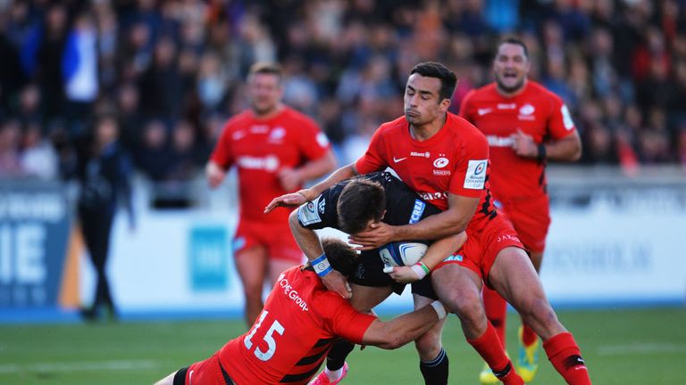 Alex Lozowski during the Champions Cup match between Glasgow Warriors and Saracens at Scotstoun Stadium on October 14, 2018 in Glasgow, United Kingdom.