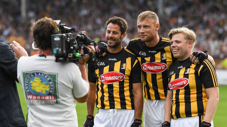 A League of Their Own stars Jamie Redknapp, Freddie Flintoff and Rob Beckett following the challenge